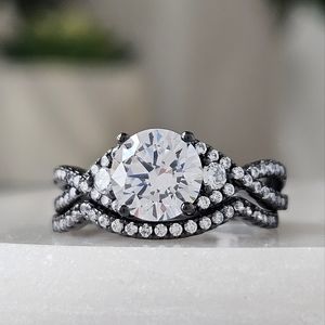 Charmed Aroma Black Gold ring set, size 7, 925 Sterling Silver